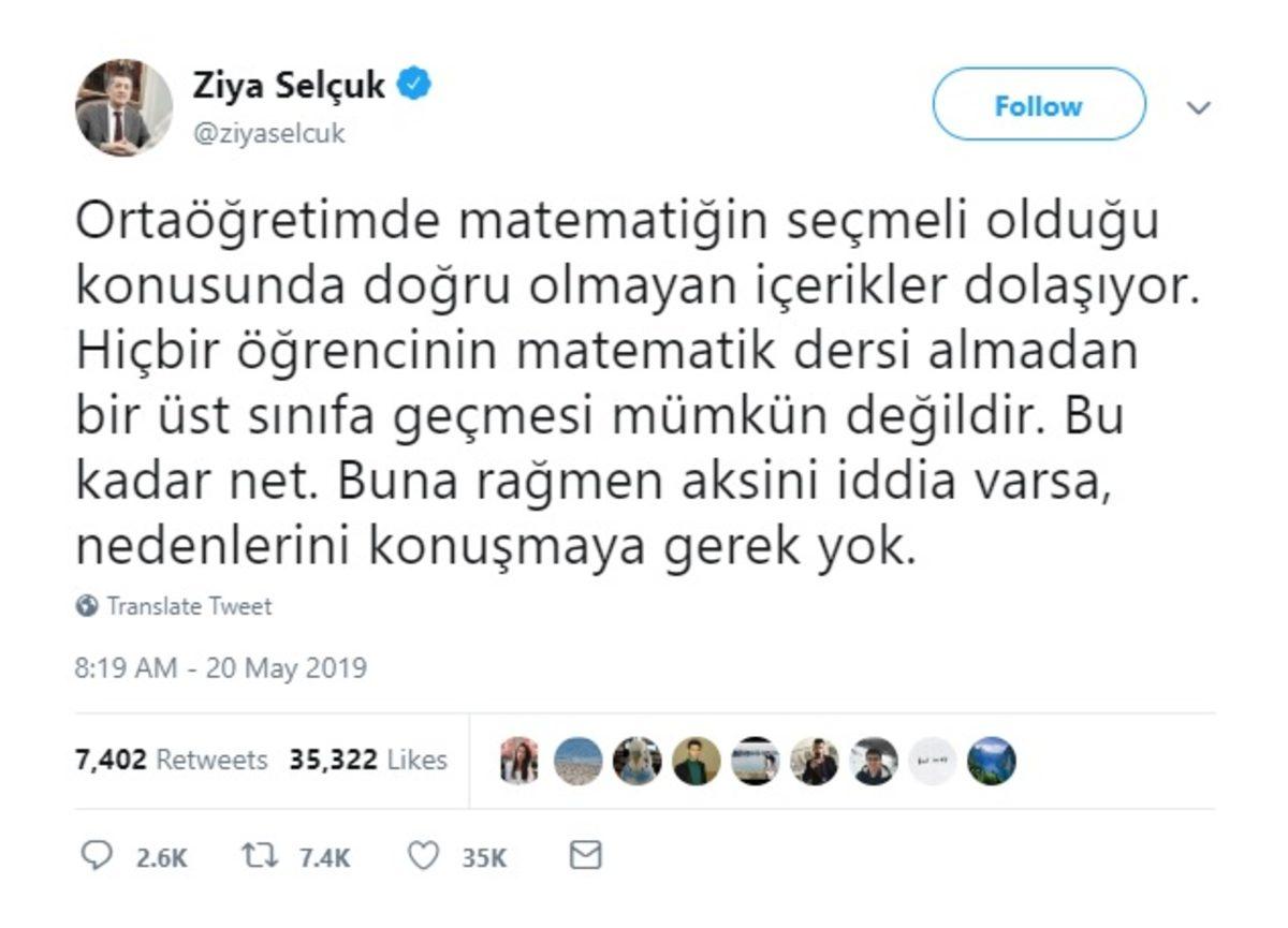 Milli Eğitim Bakanından ’Matematik Dersi Seçmeli Olacak’ İddiaları Hakkında Açıklama
