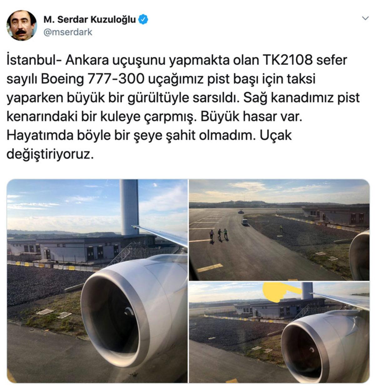 THY Uçağı İstanbul Havalimanı’nda Aydınlatma Direğine Çarptı