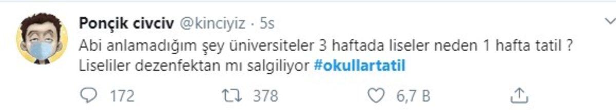 Okulların Tatil Edilmesinin Ardından Twitter’da Yapılan Paylaşımlar