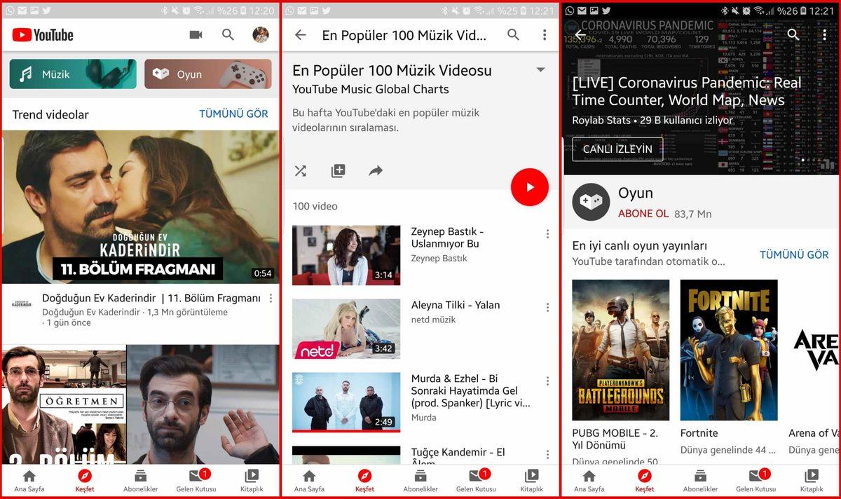 YouTube Mobil Uygulamasında Trendler Sekmesi, Keşfet Olarak Değiştirildi