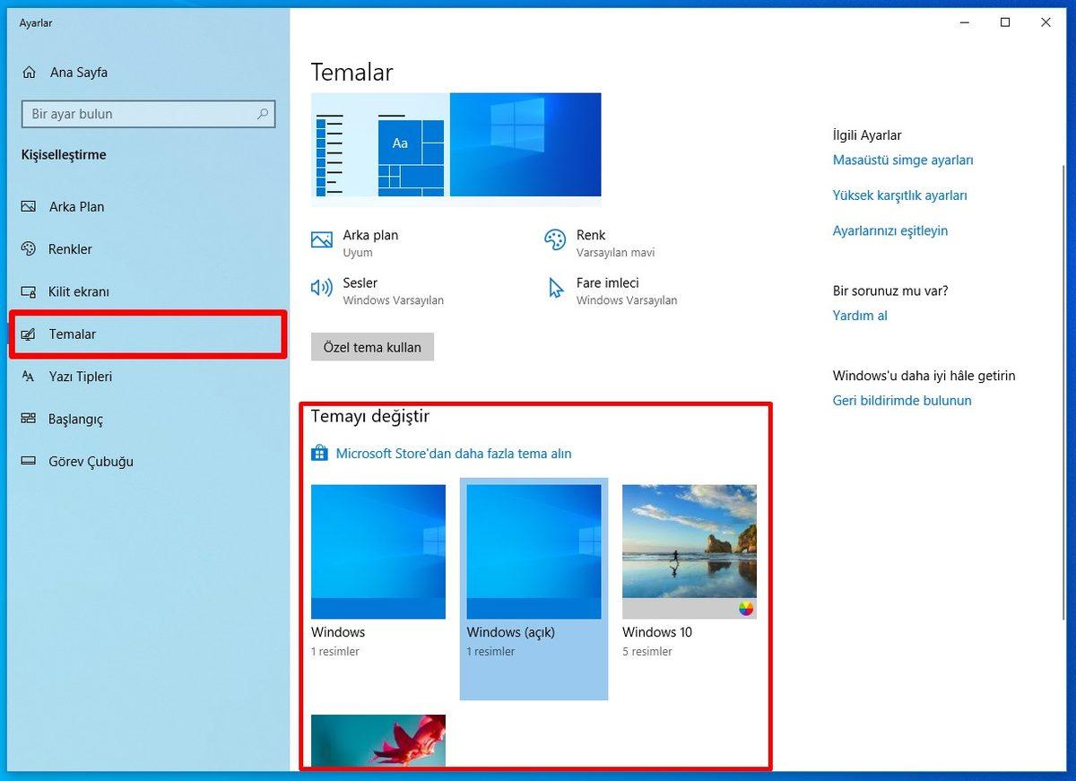 Windows 10’da Farklı Temalar Nasıl Kullanılır?
