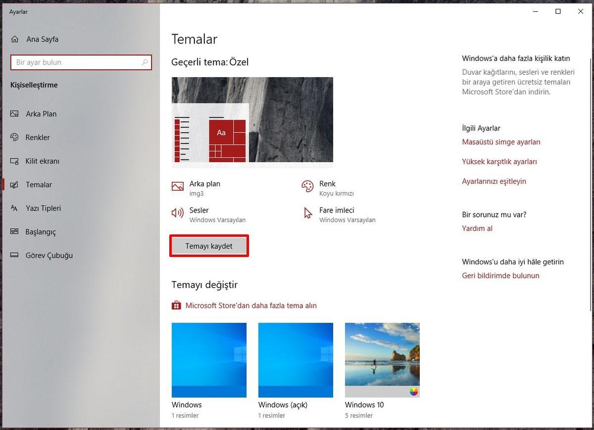 Windows 10’da Farklı Temalar Nasıl Kullanılır?
