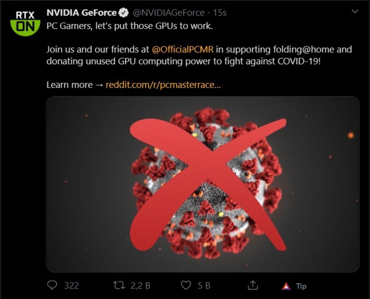 Nvidia, PC Oyuncularını Corona Virüsüyle Mücadeleye Davet Etti
