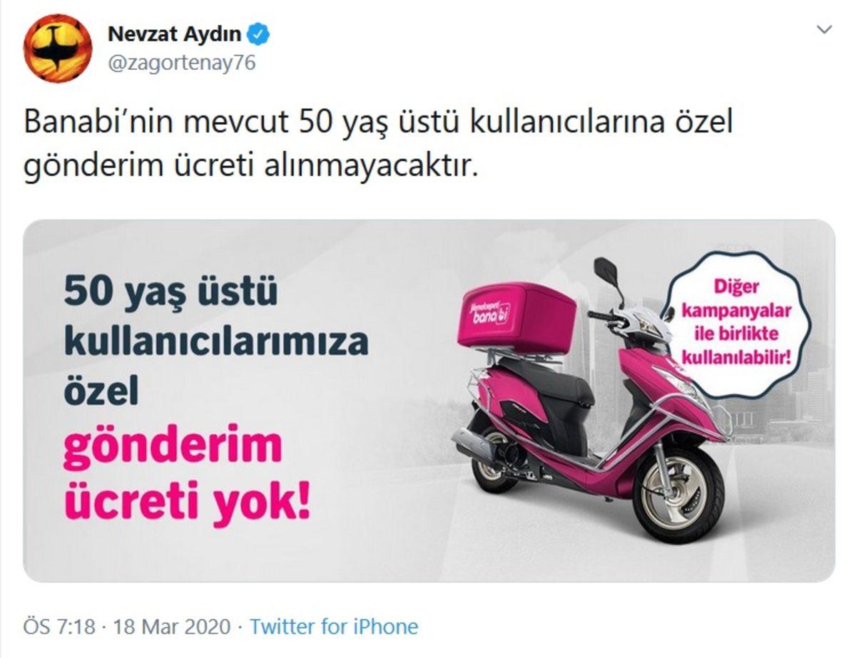 Banabi, 50 Yaş Üstü Kullanıcılarından Gönderi Ücreti Almayacak