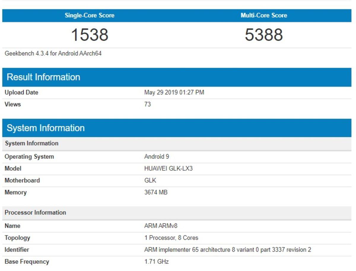 Huawei Nova 5i’nin Geekbench Sonuçları Ortaya Çıktı