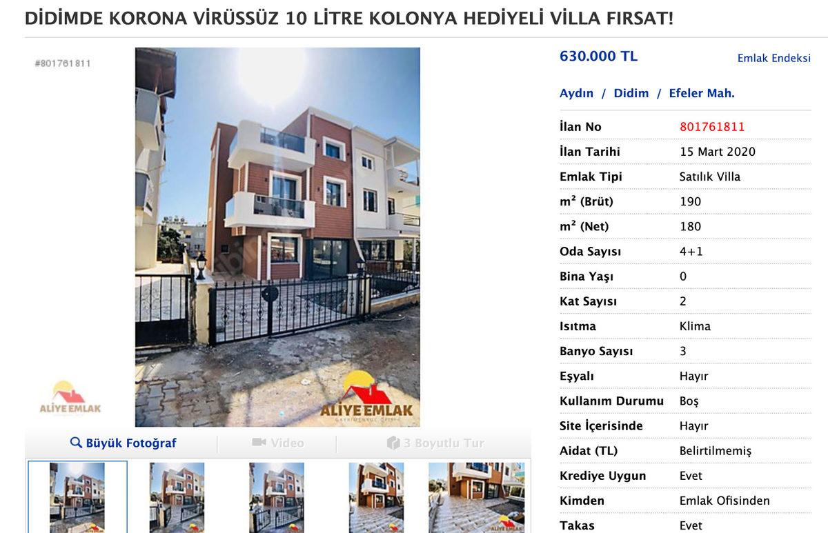 Sahibinden.com’da Kolonya Hediyeli, Kendini Temizleyen Satılık Ev İlanları Patlak Verdi