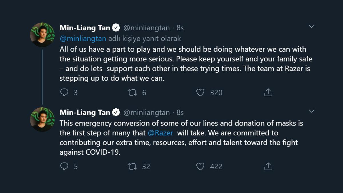 Razer, Koronavirüsle Mücadele İçin Maske Üretip Bağışlayacak