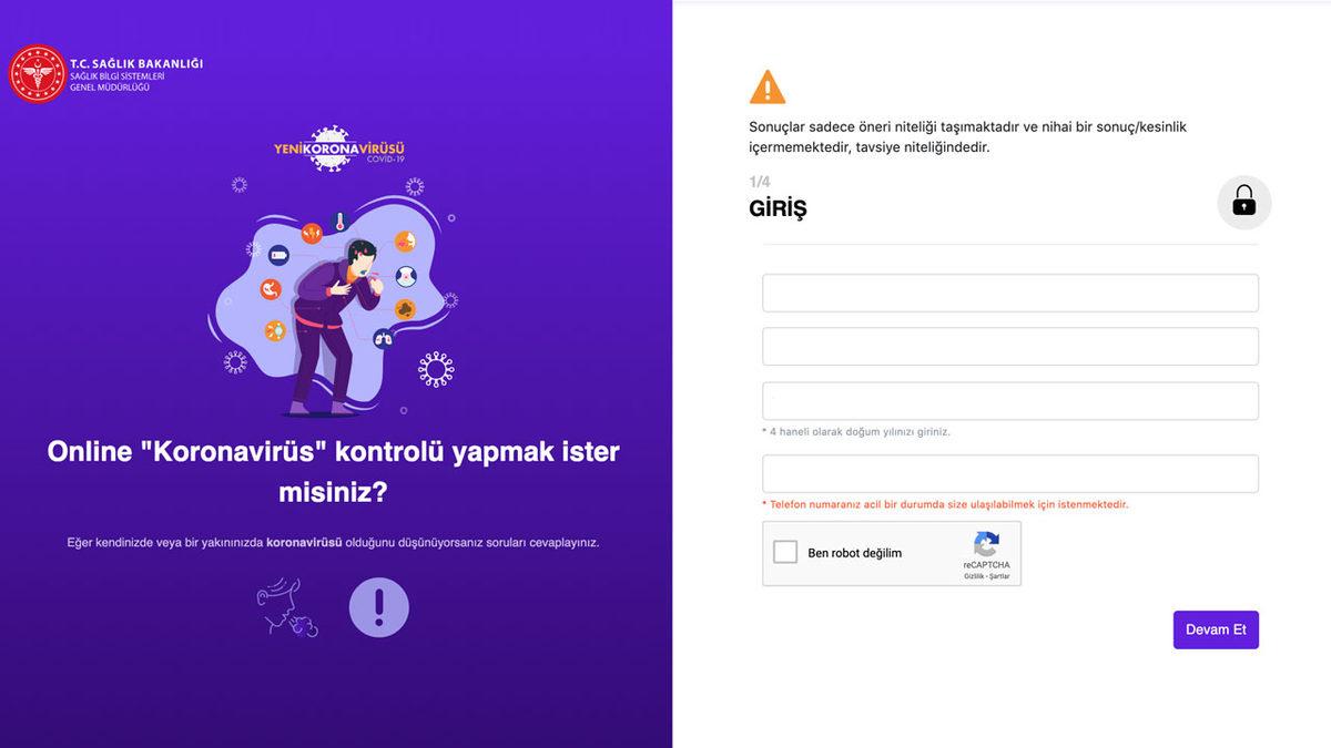 Sağlık Bakanlığı, Online Koronavirüs Testi Yayınladı (Siz de Yapabilirsiniz)