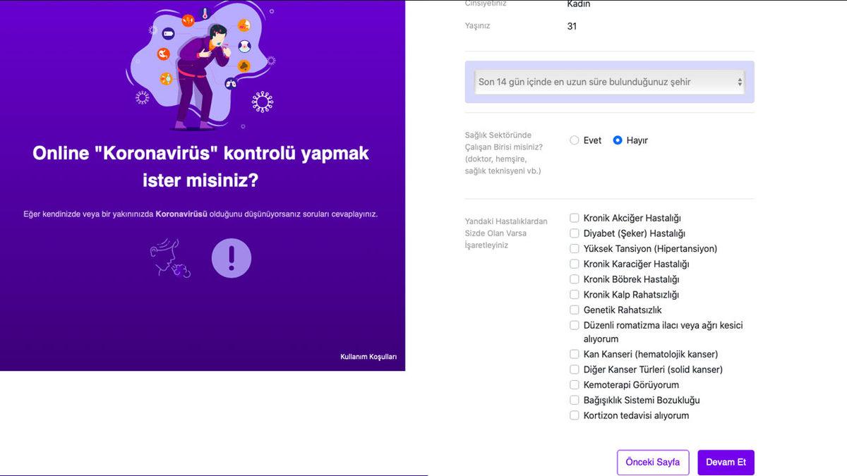 Sağlık Bakanlığı, Online Koronavirüs Testi Yayınladı (Siz de Yapabilirsiniz)