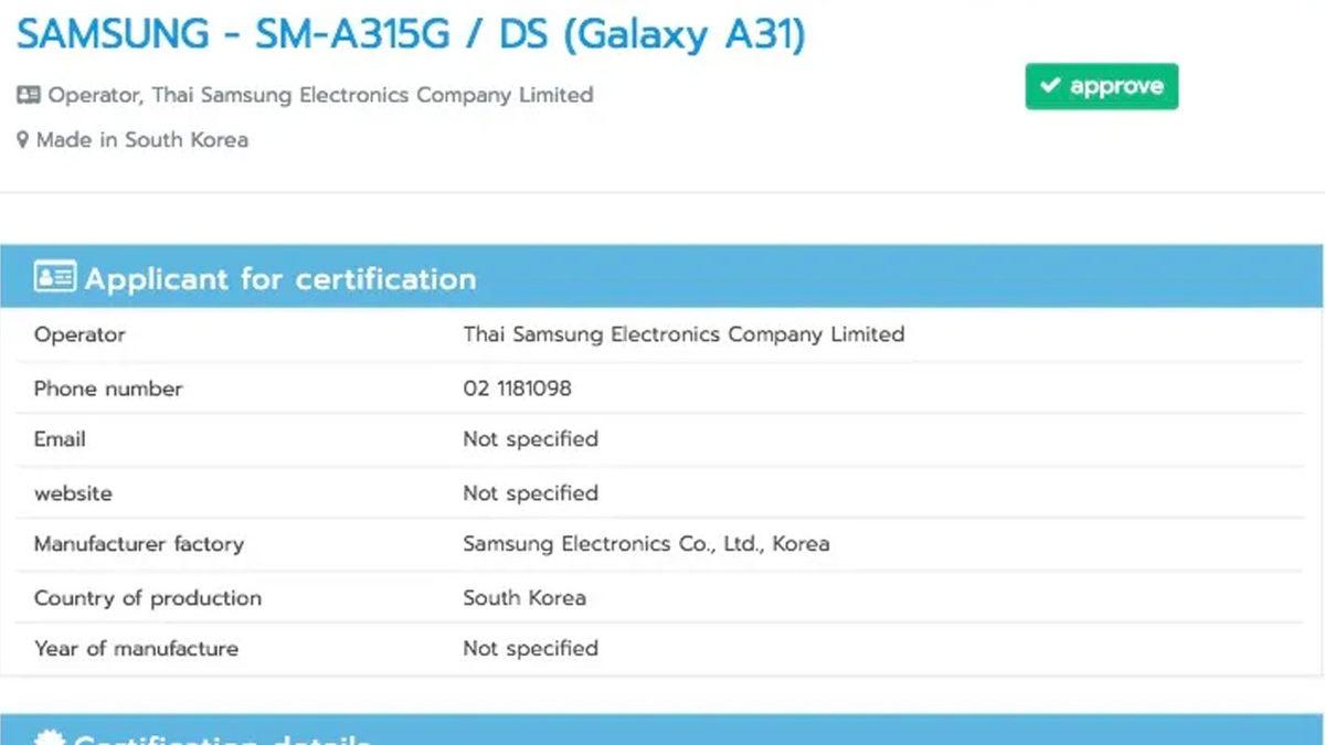 Samsung Galaxy A71 5G ve Galaxy A31, İki Farklı Yerde Ortaya Çıktı