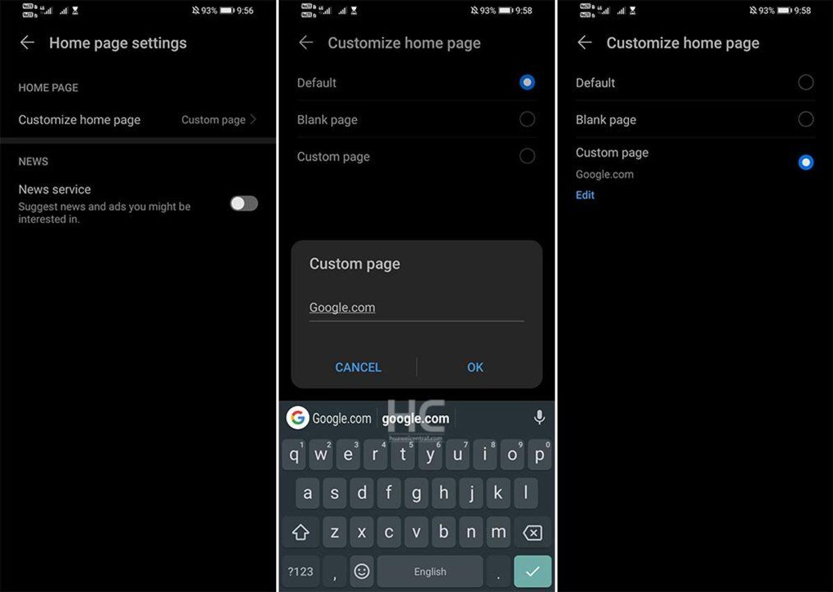 Huawei Browser’a Açılış Sayfası Değiştirme Özelliği Geldi