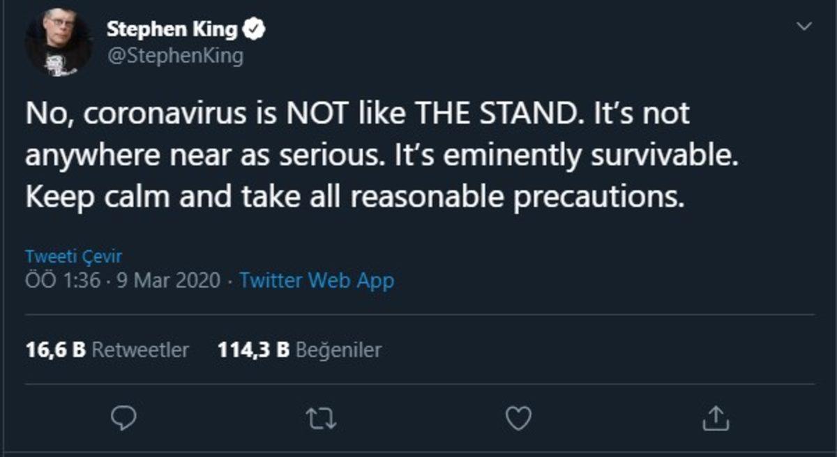 Stephen King, Ölümcül Bir Virüsü Konu Alan Mahşer Romanıyla ’Karantinada Kalın’ Çağrısı Yaptı