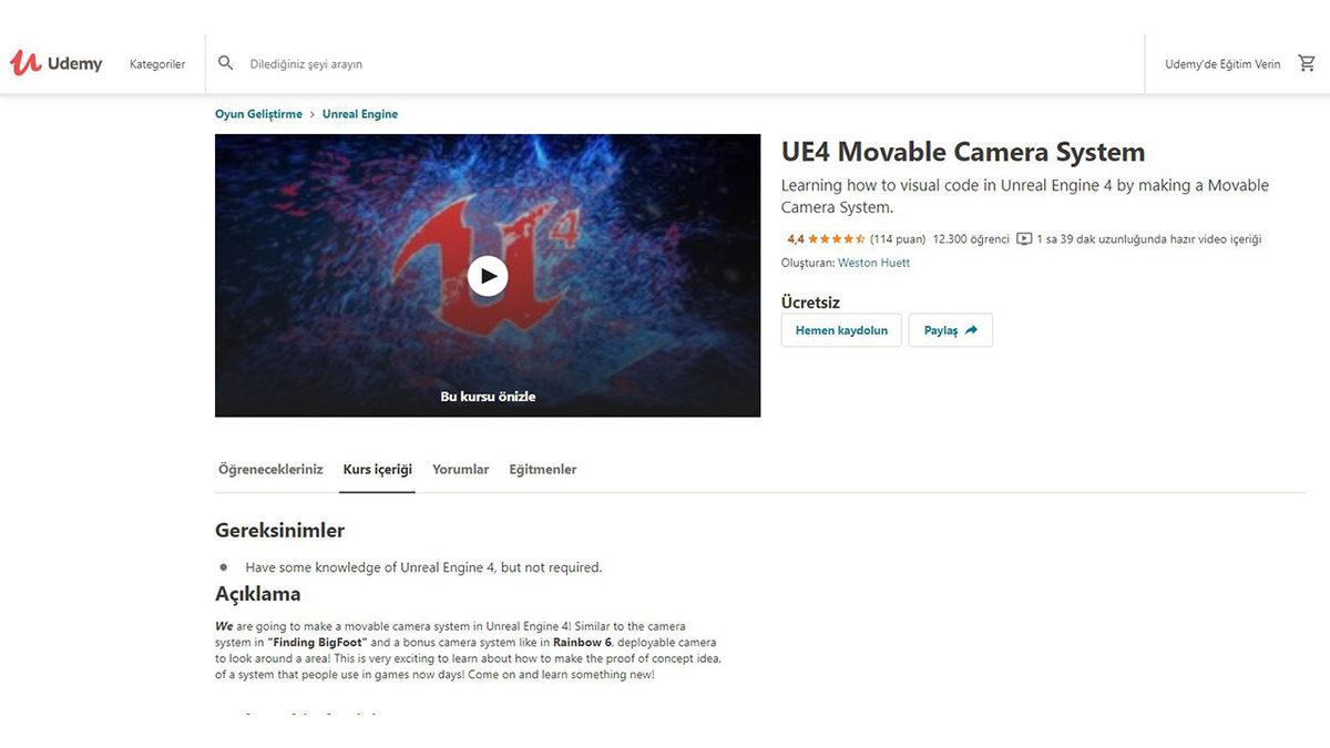 Ücretsiz Unreal Engine 4 Dersleri