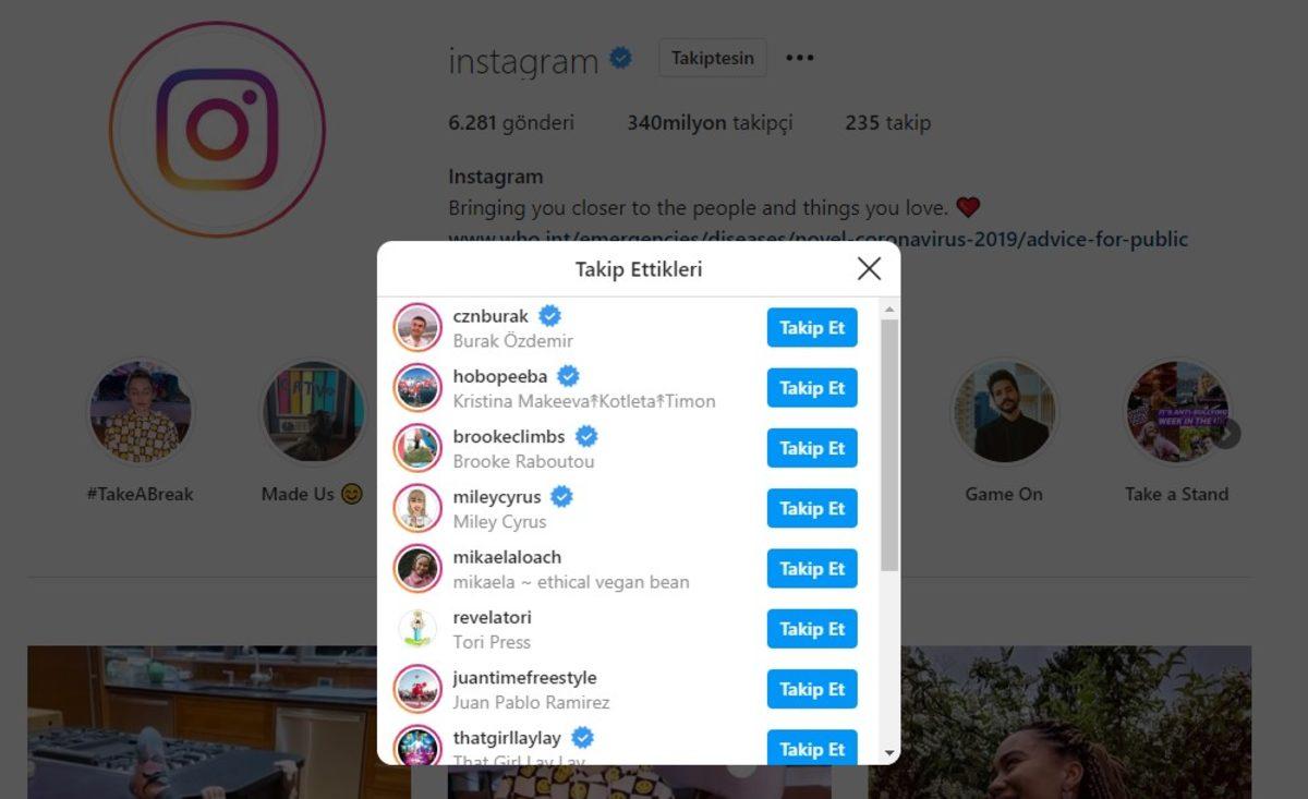 Instagram, Resmi Hesabından Türk İsmi Takip Etmeye Başladı