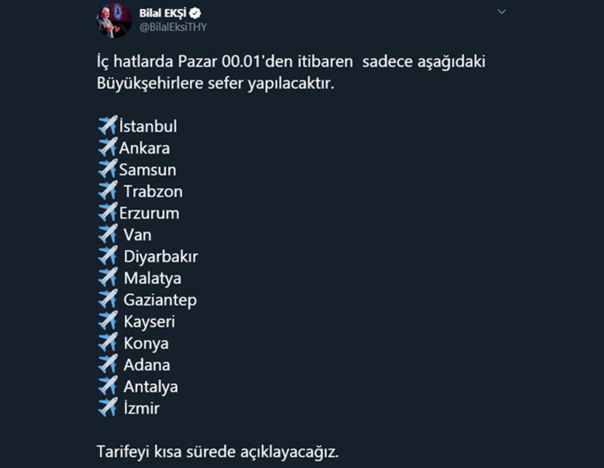 THY, İç Hat Seferi Gerçekleştireceği Şehirleri Açıkladı