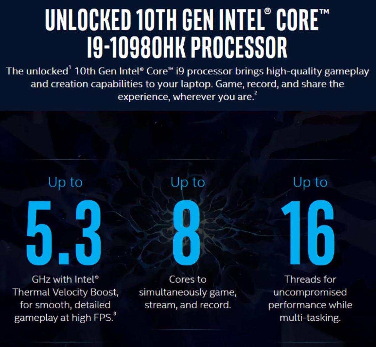 Intel Core i9-10980HK Comet Lake-H Mobil, 5,3 GHz Hıza Çıkabilecek