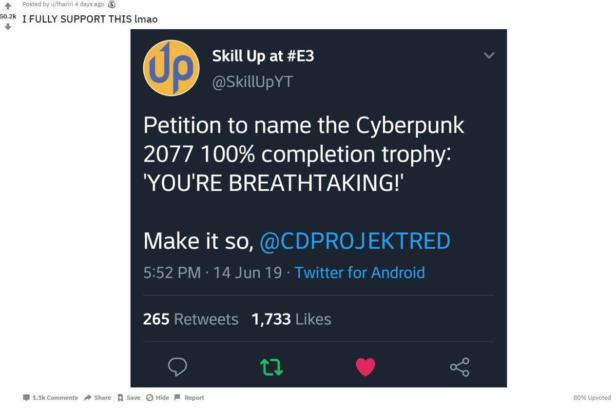 Oyuncular, Cyberpunk 2077’de ‘Nefes Kesici’ Başarımı Olmasını İstiyorlar