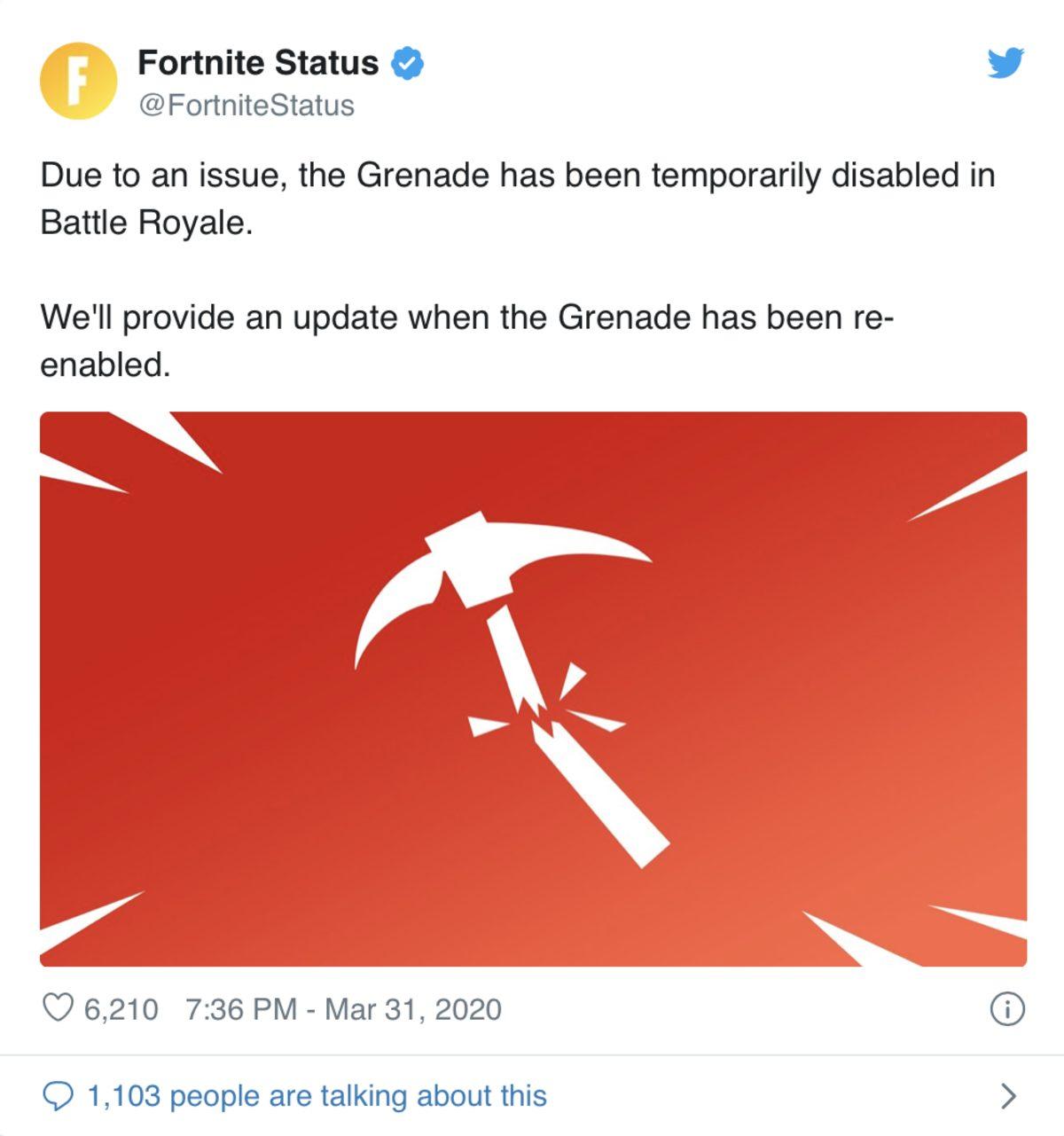 Fortnite, Oyunundaki El Bombasını Geçici Olarak Kaldırdı