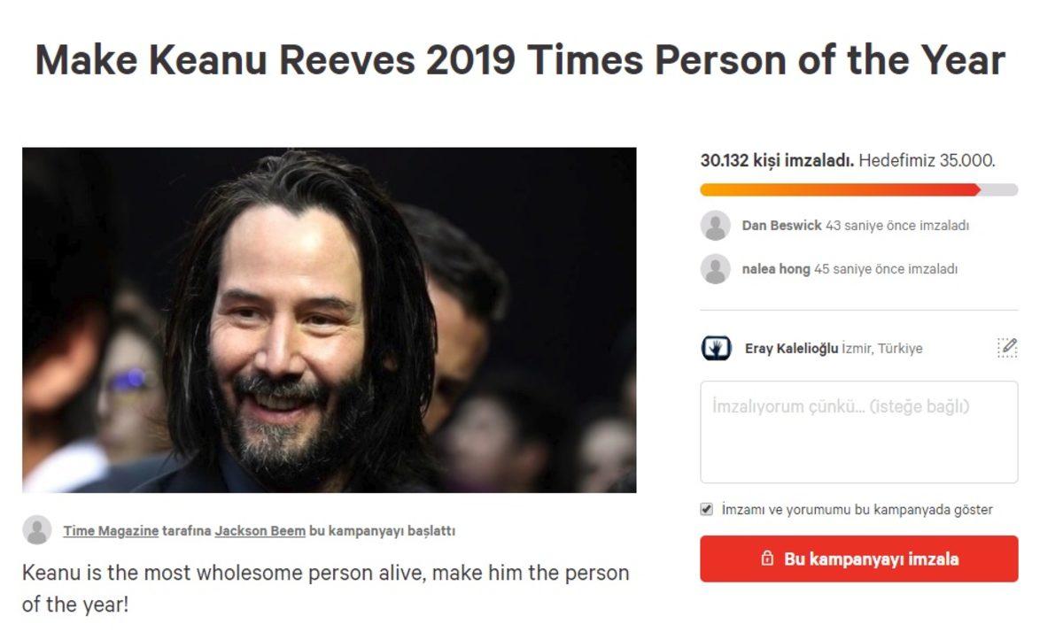 Keanu Revees İçin Hayranlarından ’Yılın Kişisi Olsun’ Kampanyası