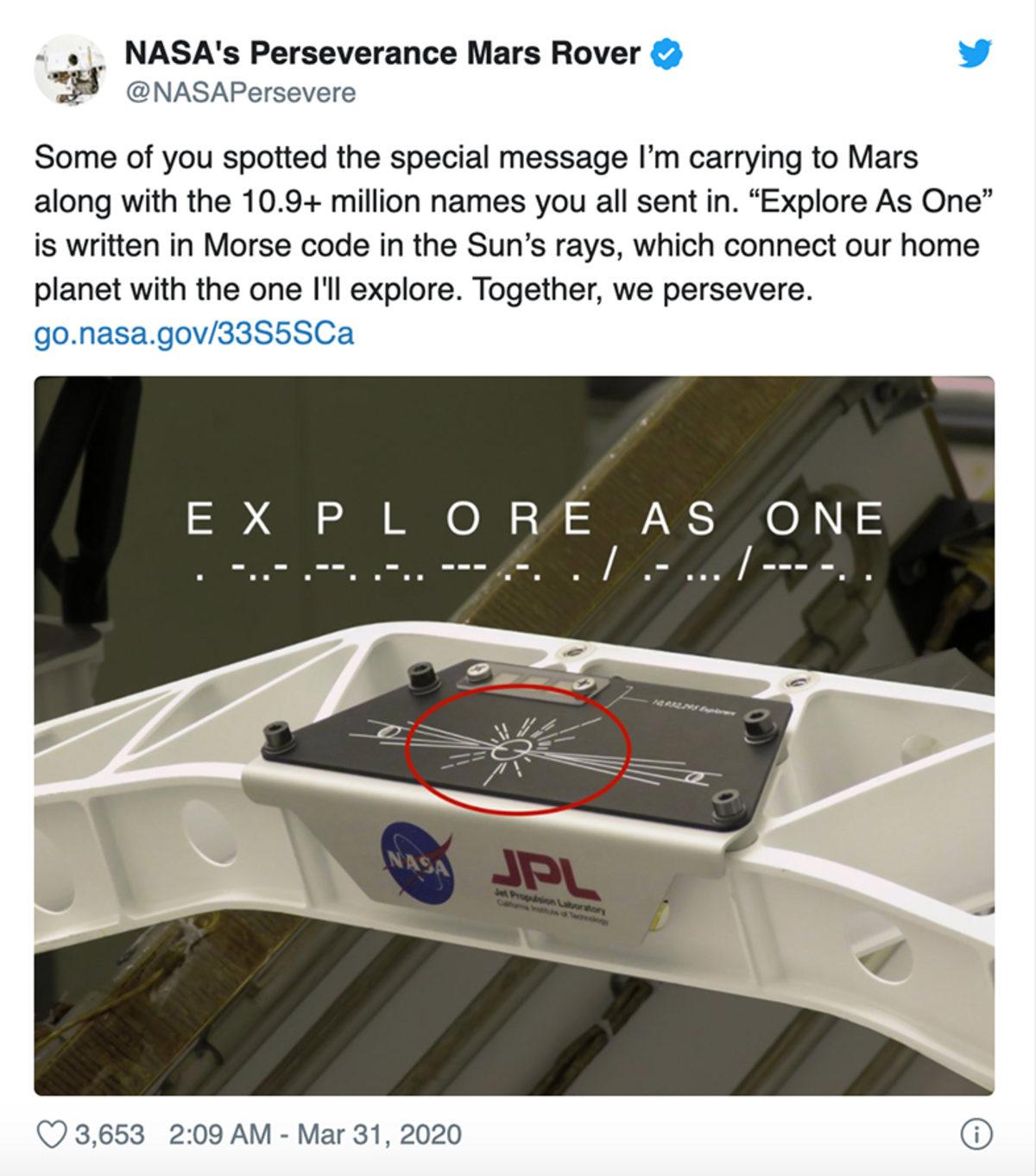 NASA’nın Bu Yıl Mars’a Göndereceği Araç, Gizli Bir Mesaj Taşıyor