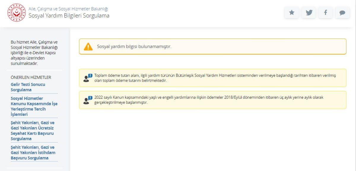 1000 TL’lik Yardımı Alıp Almadığınızı Gösteren E-Devlet Sayfası