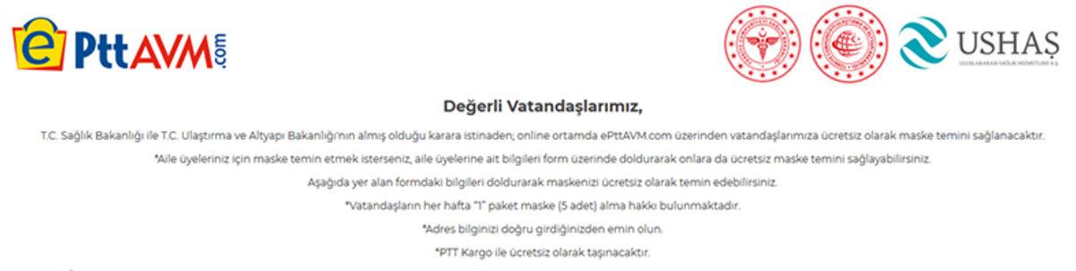 Sağlık Bakanlığı, ePttAVM Üzerinden Haftalık 5 Ücretsiz Maske Dağıtmaya Başladı (Başvuru Bağlantısı)