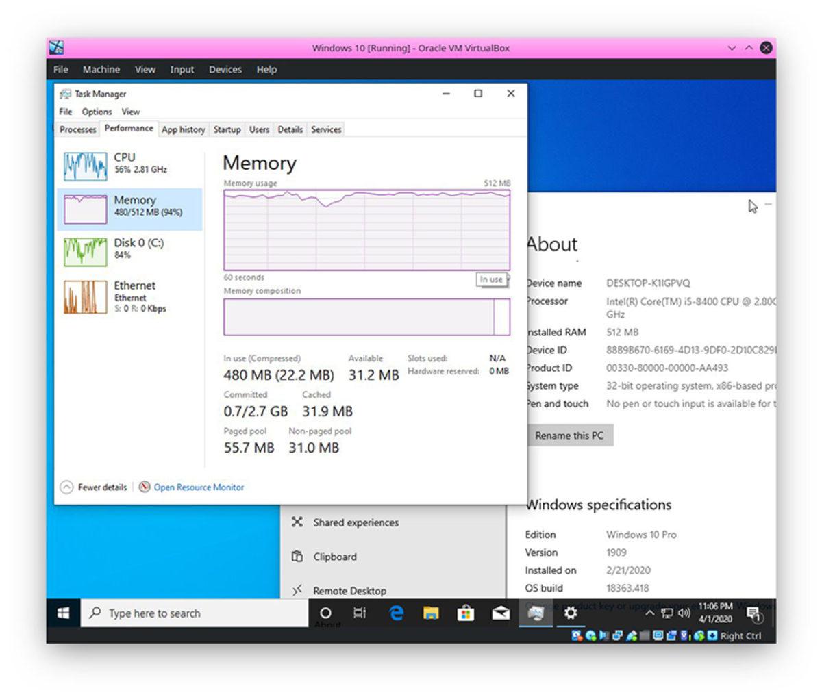 Bir Twitter Kullanıcısı, 192 MB RAM ile Windows 10 Çalıştırmayı Başardı