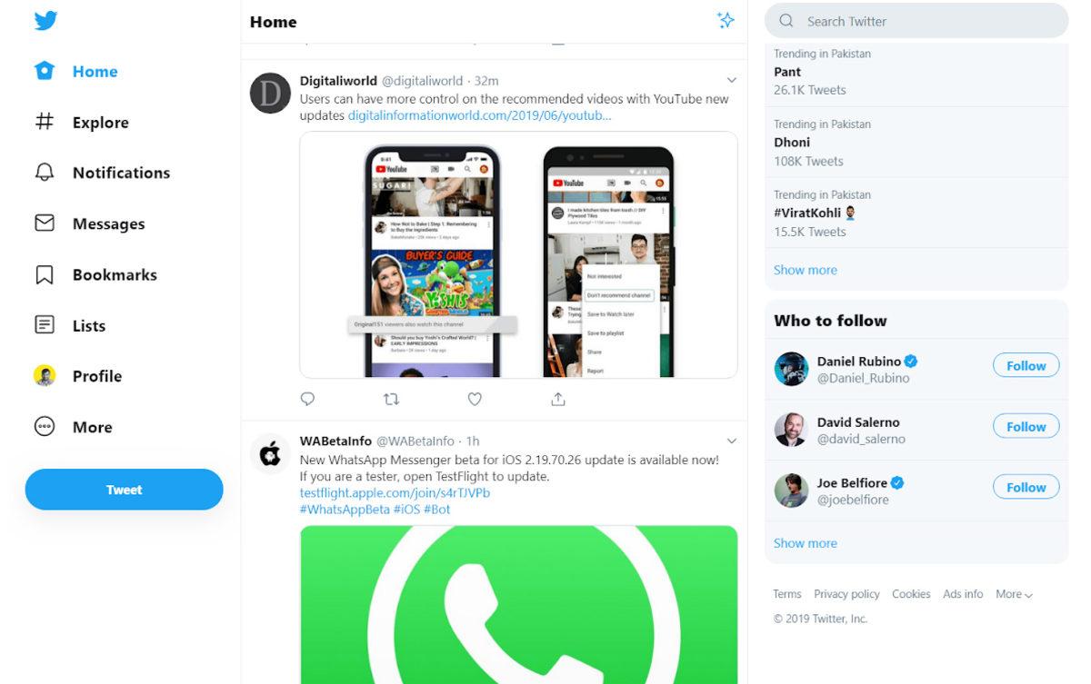 Twitter, Masaüstü Uygulamasının Arayüzünü Güncelledi