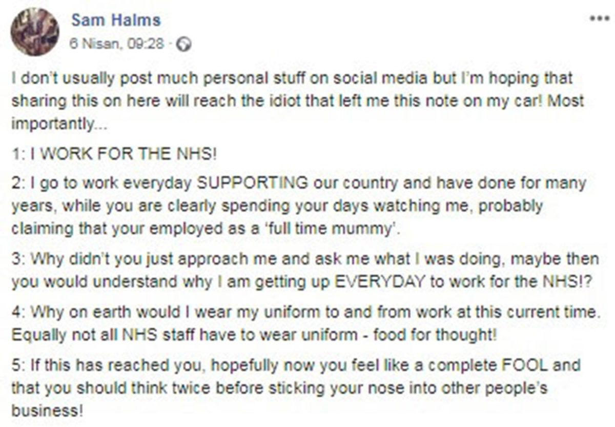 Koronavirüse Karşı Savaşan Hemşirenin Arabasına Bırakılan Nota Tepki Yağdı