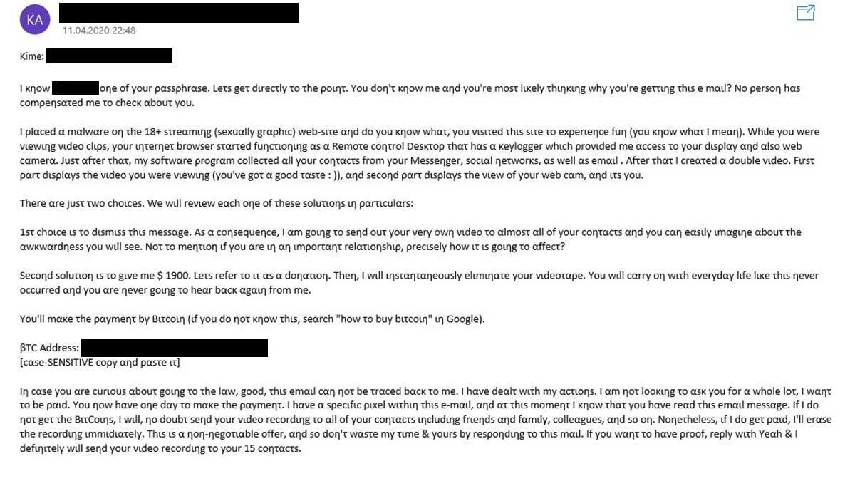 Hackerlar E-Posta Şifrenizi Söyleyerek Fidye İstemeye Başladılar