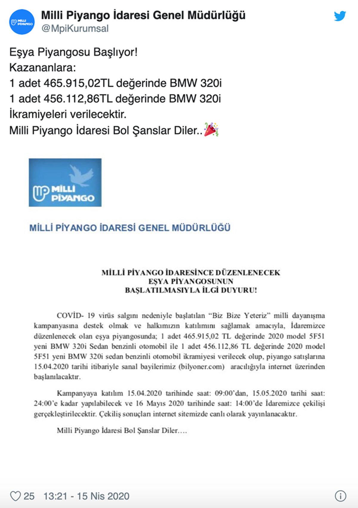 Milli Piyango’dan Dayanışma Kampanyasına Destek İçin BMW Ödüllü Çekiliş
