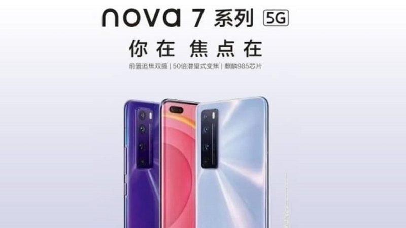Huawei Nova 7’nin Tasarımını ve Bazı Özelliklerini Ortaya Çıkaran Tanıtım Görseli