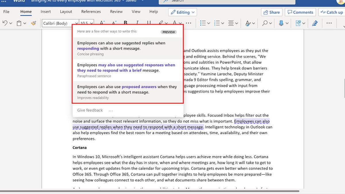 Microsoft Word’e Cümle Düzeyinde Öneriler Gösterme Özelliği Geldi
