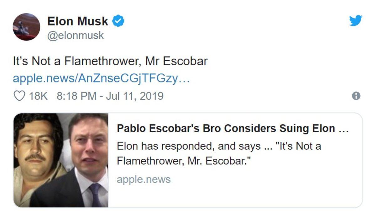 Pablo Escobar’ın Kardeşi: Elon Musk 100 Milyon Dolar Vermezse Mahkemede Görüşürüz