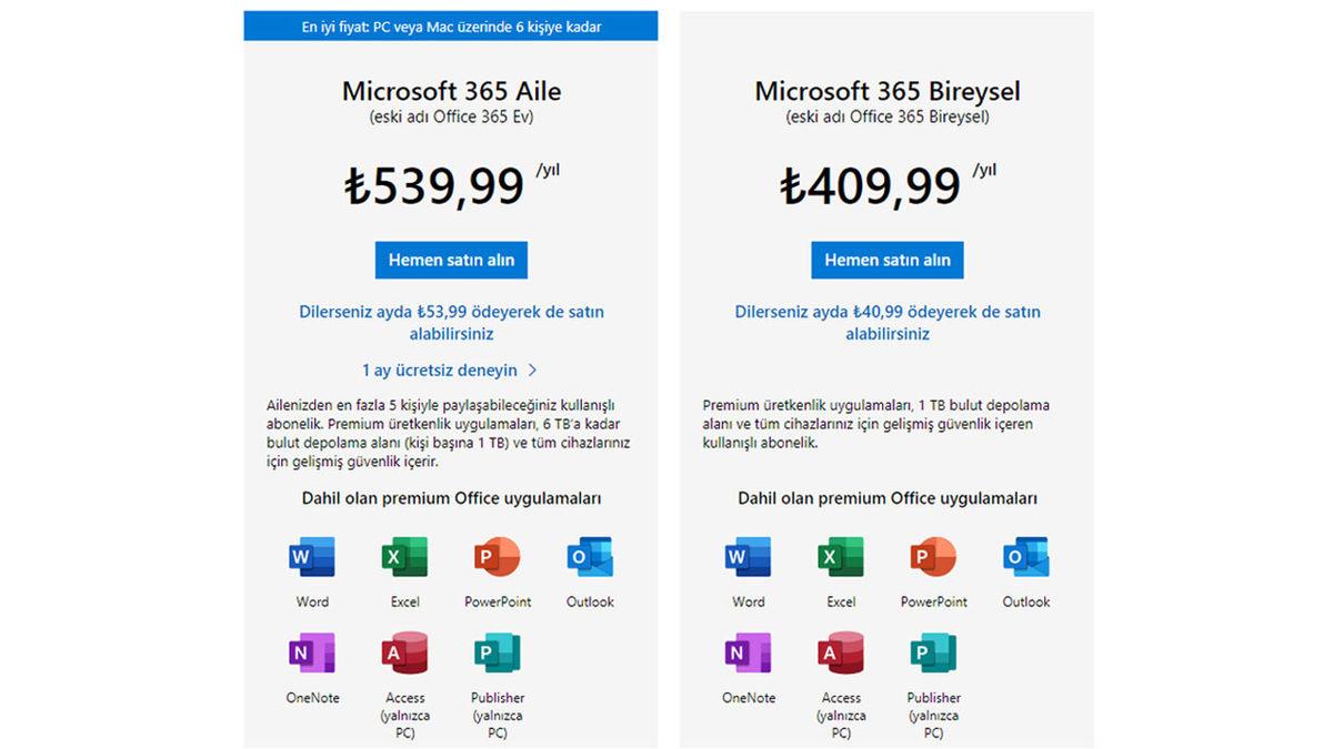 Microsoft, Office 365’in Yerini Alacak Microsoft 365’in Paket Fiyatlarını Yayınladı