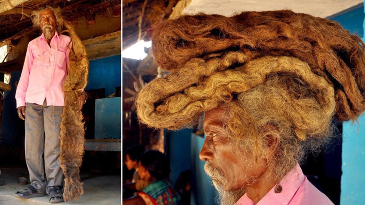 Bir Adamın 40 Yıldır Ne Kestiği Ne de Yıkadığı Saçlarının Aldığı Garip Görüntü