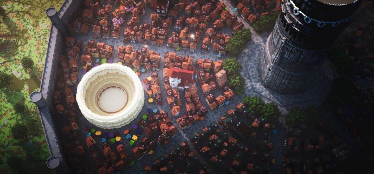 Profesyonel Oyuncular, Bir Animedeki Devasa Şehri Minecraft’ta İnşa Etti