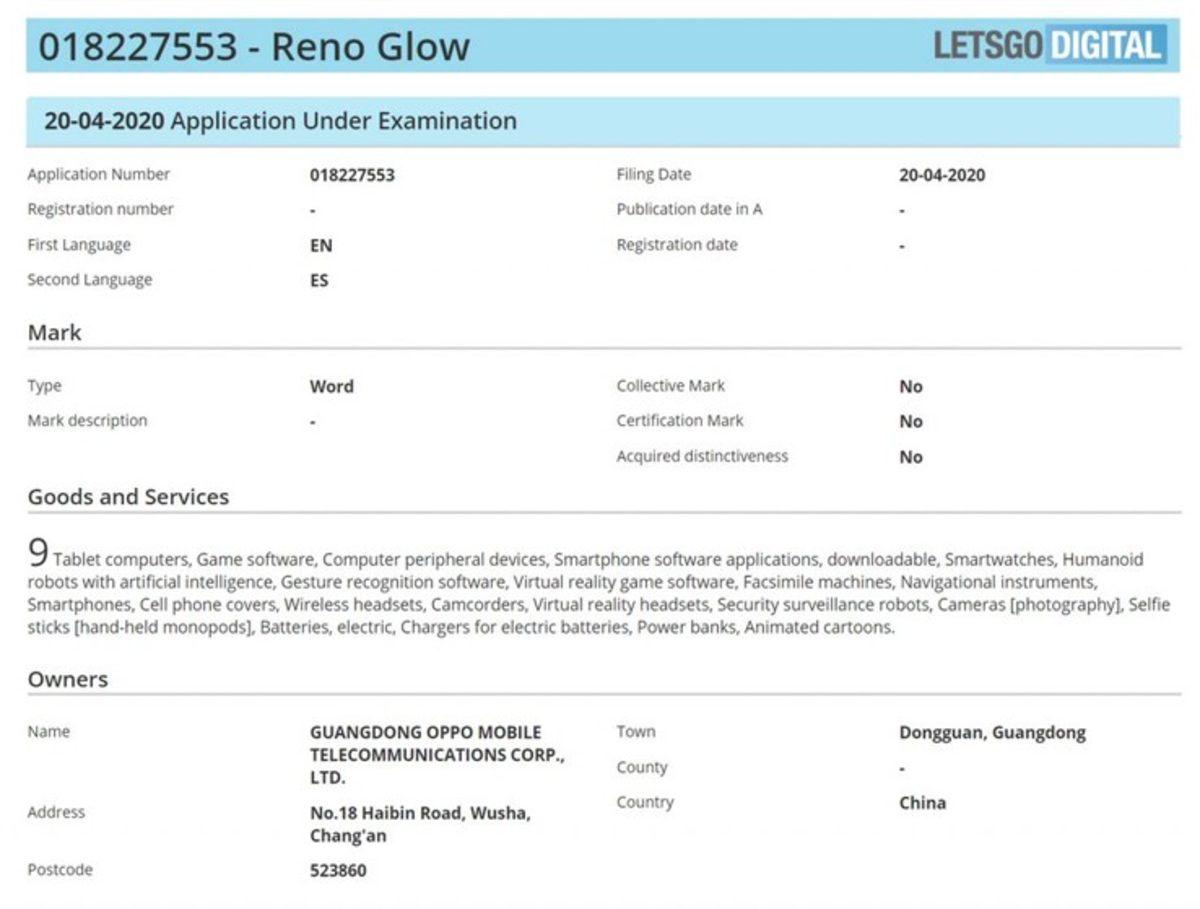 Yeni OPPO Reno Glow Serisinin Marka Hakları Alındı