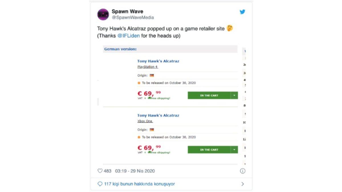 Dünyaca Ünlü Kaykaycı Tony Hawk’ın Yeni Oyunu ’Alcatraz’ Ortaya Çıktı