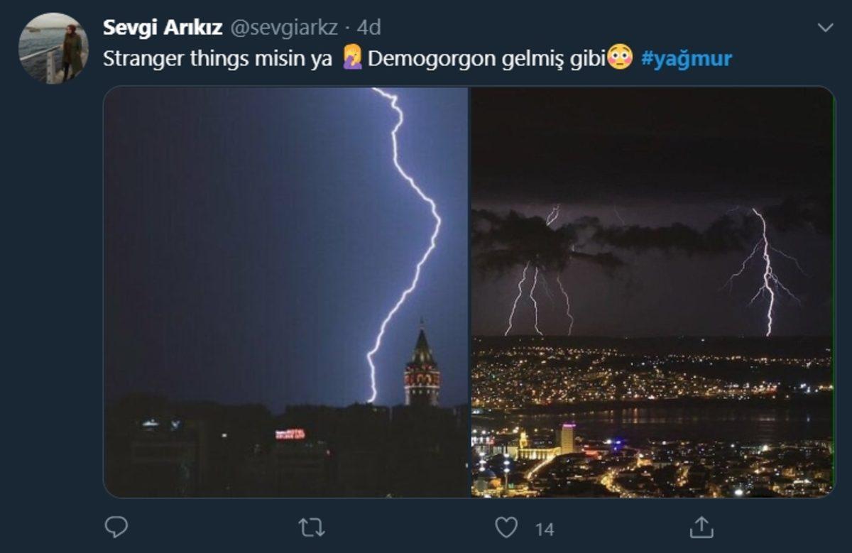 İstanbul’da Etkili Olan Şimşek ve Sağanak Yağışı Sonrası Sosyal Medyada Yapılan Paylaşımlar