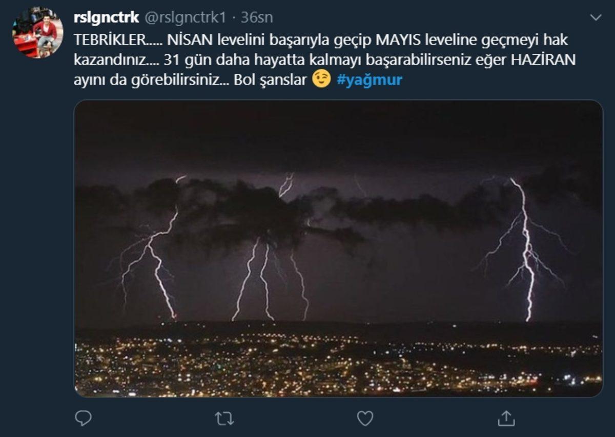 İstanbul’da Etkili Olan Şimşek ve Sağanak Yağışı Sonrası Sosyal Medyada Yapılan Paylaşımlar