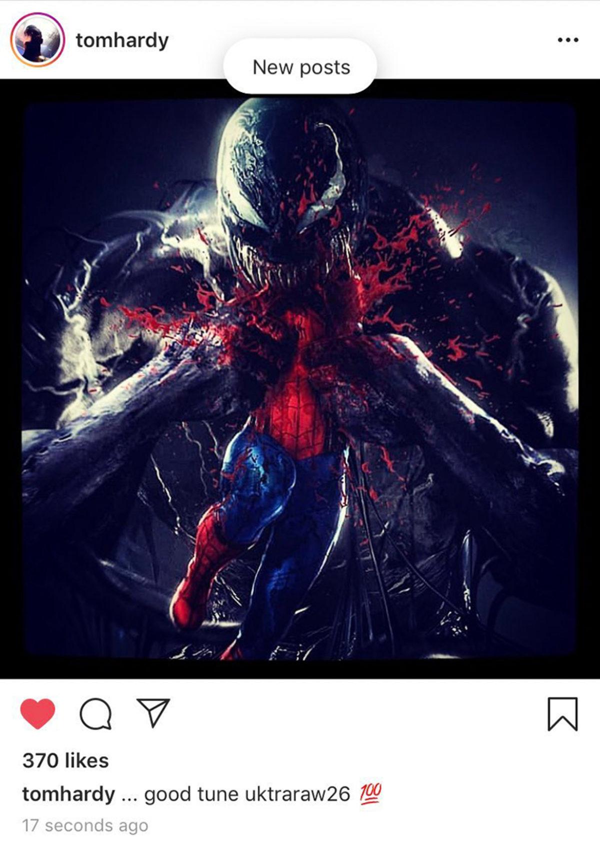 Tom Hardy, Venom’un Örümcek Adam’ı Öldürdüğü Bir Görsel Paylaştı