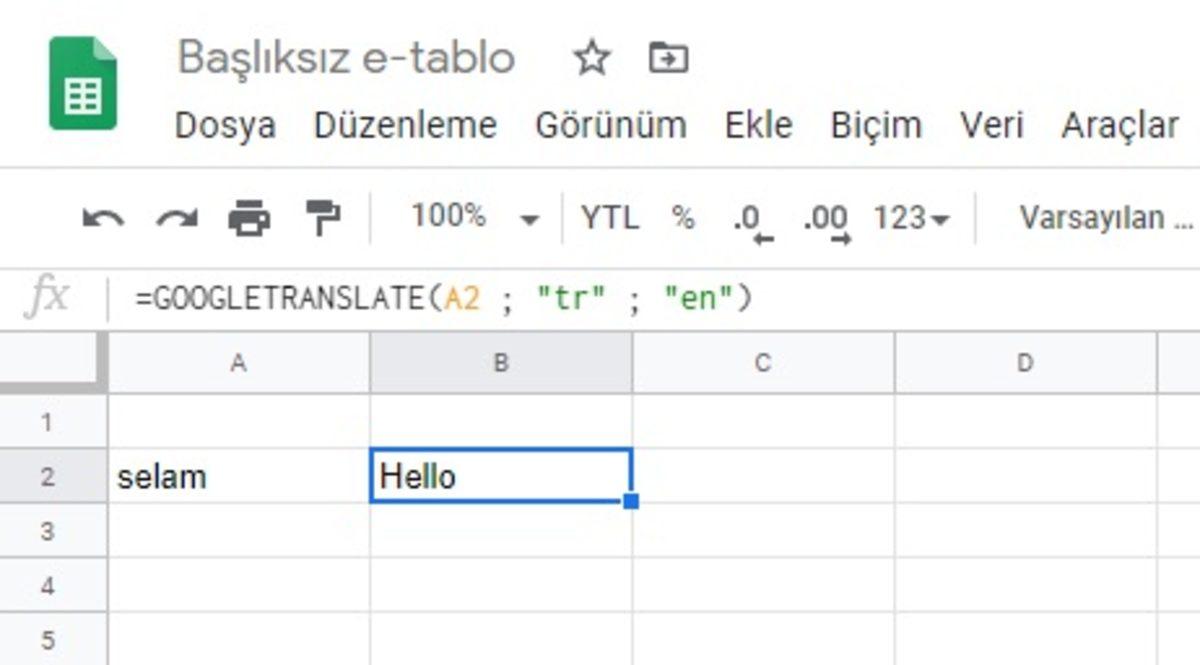 Google E-Tablolar’da Google Çeviri Nasıl Kullanılır?