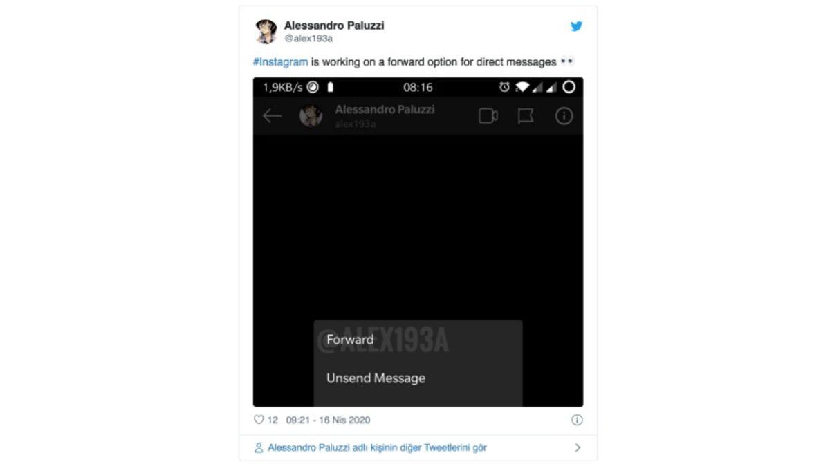 Instagram, WhatsApp Benzeri Mesaj İletme Özelliğini Test Etmeye Başladı