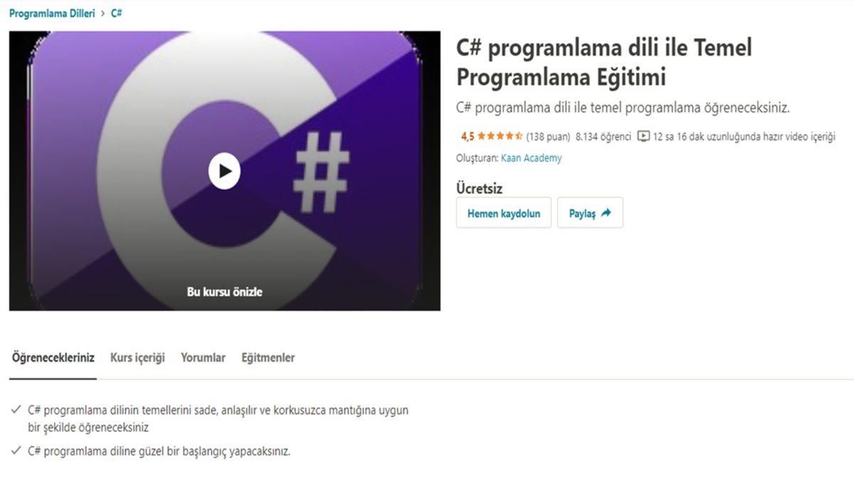 Tamamen Ücretsiz CSharp Dersleri (C
Dersleri) – 2020