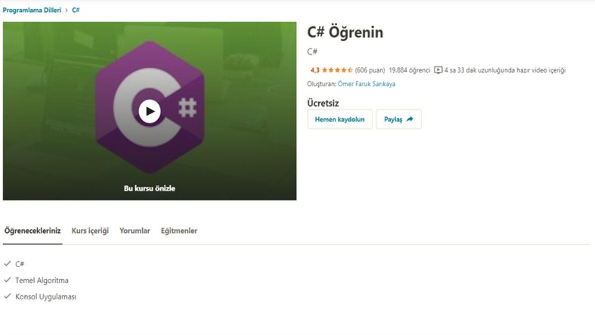 Tamamen Ücretsiz CSharp Dersleri (C
Dersleri) – 2020