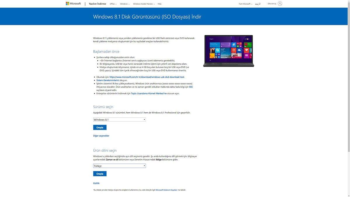 Windows 8 Türkçe ISO İndirme ve Kurulum İşlemleri - 2020