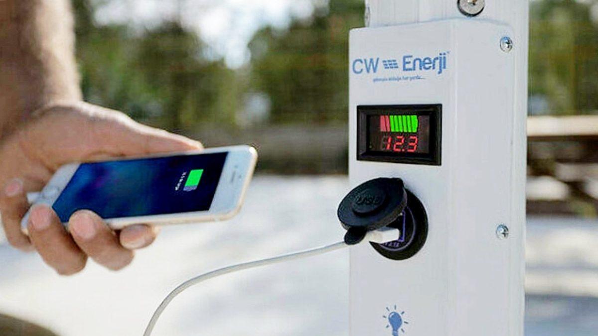 Antalya’da Üzerinde Güneş Paneli Olan Şemsiye Üretildi