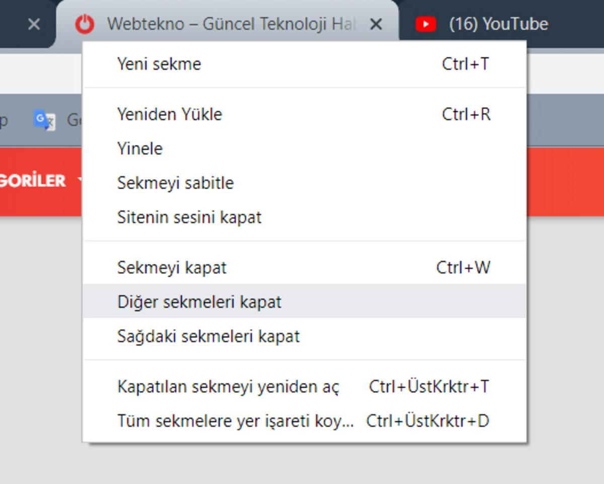 Google Chrome, ’Diğer Sekmeleri Kapat’ Özelliğini Kaybediyor