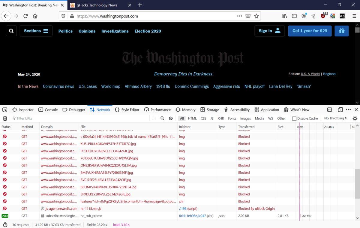 Firefox 78 ile ‘Engellenen Kaynaklar’ Görüntülenebilecek